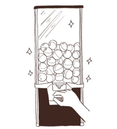 ガチャガチャを回すイラスト